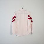 Bucketlist New Pink Pin Stripe Varsity Knit Inset Button Down Shirt Size Medium Photo 6