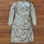 Alice + Olivia Hilary Ruched Metallic gold Bodycon Mini Dress size 4 Photo 10