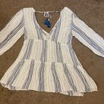 Blue Island NWOT white, blue, silver sparkle stripe coverup dress size medium Photo 8