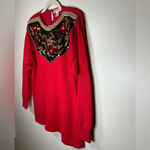 Vintage Victoria Harbour Holiday Sweater Red Gold Black Sequin Bead Size Medium Photo 1