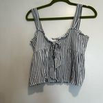 American Eagle NWT AE Tie-Front Babydoll Blouse Blue/White Stripe. Sweetheart Neck Sleeveless S Photo 8