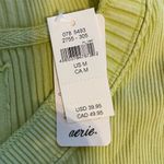 Aerie NEW  Women’s Ribbed Henley Shirt Size M Ribbed Long Sleeve Yellow/Green Photo 1