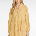 Entro Mustard Crinkle Tiered Long Sleeve Tunic Mini Drezs Size Large Photo 0