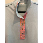 easel  Oversized Flower Patchwork Mock Neck Terry Knit Top in Sage Size S Photo 4