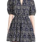 Sugar Lips Rosie Eyelet Floral Split V-Neck Mini Dress Navy Blue-White Size M Photo 0