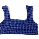 Aerie Offline Blue Houndstooth Goals Cap Sleeves Soft Athletic Sports Bra L Photo 4