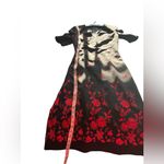 Vtg Escada black short sleeved A line dress black w: red floral embroidery 36 Photo 11