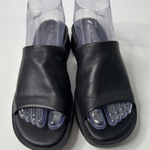 Cherokee VTG 90s  Black Leather Slip On Sandals Slides Y2K Chunky Womens 7 Shoes‎ Photo 0