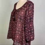 Maurice's maroon semi-sheer silky blouse with front tie & cutout back Medium EUC Photo 5