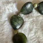 Green Stone Nephrite Serpentine Jade Bracelet Heart Bead Stretch Boho Jewelry Photo 1