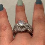 Silver engagement and wedding ring set Photo 6