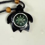 Black and Green Turtle Pendant Necklace on Cord Wooden Bead Accents One Size Photo 7