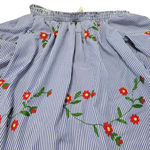 Mirror Image Top Size Medium Woman's Off Shoulder Blouse 3/4 Sleeves Embroidered Flowers Floral Embroidery Blue Photo 5