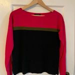 Ann Taylor  Crewneck Color Block Sweater Size Small Hot Pink, Black Photo 0