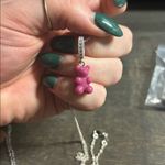 Berry Gummy Bear & CZ Crystal Charm Necklace 925 chain Purple Photo 1