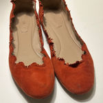 Chloé Chloe Lauren Ballerina Ballet Flats Suede Leather Scalloped Trim Rust Orange 10 Photo 0