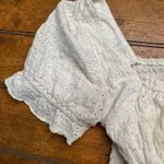 Urban Romantics White Eyelet Smocked Puff Sleeve Crop Top Shirt Women's Size L Photo 3