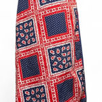 Vintage Americana Red Blue Bandana Floral Paisley Print Wrap Maxi Skirt OS Size undefined Photo 0