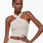 Babaton Criss Cross Sculpt Knit Aritzia Cropped Tank Top‎ Size XS Photo 0