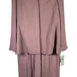 Amanda Smith  Vintage Pure‎ Silk Pant Suit Set Size 16 Zen Minimalism Mauve New Photo 0