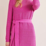 Boden NWT pink crochet knit long sleeve dress 6 Photo 0
