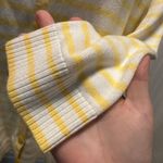 Christopher & Banks  Butter Yellow White Striped Cardigan Bees mature church Photo 3