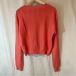 Cyrus  Salmon Pink Ribbed Cable Knit Button Front V-Neck Cardigan Sweater Photo 8
