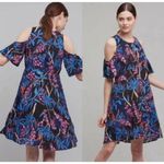 Maeve Anthropologie  Floral ELIA OPEN-SHOULDER DRESS Bell Flutter‎ Sleeve Size 14 Photo 1