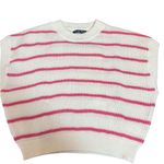 SheIn Slouchy Knit Sweater Vest White With Pink Stripe Preppy Girlie Size M New Photo 1