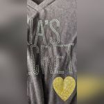 Victoria's Secret  Rhinestone Heather Gray Logo Glitter Heart Vneck SS Shirt XS Photo 2