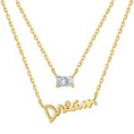 Boutique 14k gold plated Sterling Silver Dream Necklace – Layered Pendant – Dainty Minimalist Jewelry Gift for Her Photo 0