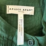 Apiece Apart Willow Cotton Linen Bib Blouse Size Small Green 3/4 Balloon Sleeve Photo 5