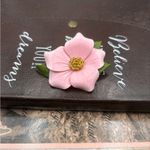 Handmade Vintage Pink Leather Flower Brooch Canada Artisan Photo 1