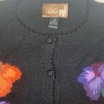Everything Alpaca size medium Black floral cardigan wool Women's Black Sweater Photo 4