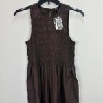 Madewell  The Melody Smocked Mini Dress Cotton Roasted Chicory Brown Medium NWT Photo 7
