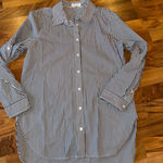 Calvin Klein  Women's Black White Stripe Button Down Shirt Tunic Long Sleeve M Photo 0