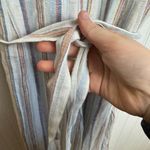 cupio  Striped Linen Blend Wide Leg Jumpsuit Tie Belt L43 Photo 5