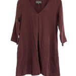 Michael Stars  Shift Dress V Neck Wine Burgandy Maroon Long Sleeve Size Small Photo 1