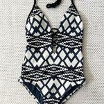 Seafolly Australia Blue White Black Modern Tribe Deep V Neck Maillot One Piece Photo 4