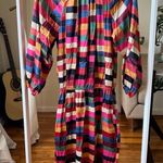 RHODE plaid geometric print midi dress size S pink purple black blue Photo 3