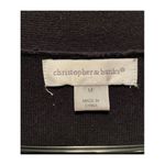 Christopher & Banks Black Open Cardigan w/Stitched White Flowers Medium Photo 2