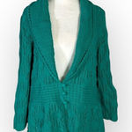 JM Collection  Crochet Jacket Women's Large Green Sweater Blazer Long Sleeves Photo 0