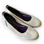 Ecco  White Ice Gray Leather Ballet Flat Women’s Size 9 Spring Flats Comfort Shoe Photo 0