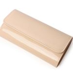 NWT Nude Patent Leather Clutch Purse Tan Photo 0