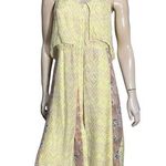 Rebecca Taylor Sz 6 8 Pale Yellow Floral Print Silk Chiffon Open Back Midi Dress Photo 0