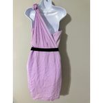 BCBGMAXAZRIA  Nevada One Shoulder SILK Draped MINI Dress Lavender Size 8 Photo 4