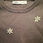 ZARA  Charcoal Floral Embellished Sweater Photo 1