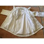 White Waterproof Parka Jacket Women M Lightweight Hood Gold Zip Snap Pockets White Size M Photo 5