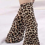 1 Pair of Women's Leopard Print Ankle Socks Photo 0