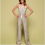 Reformation Trace Mix Striped Jumpsuit Womens 6 Crossed Back Straight Back Photo 1